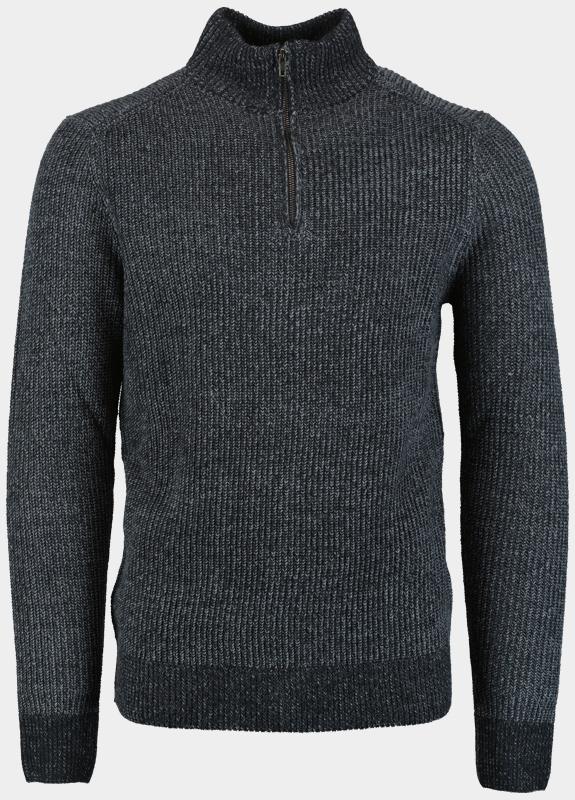 Bos Pullover Blauw Half Zip grof 4356225/158F