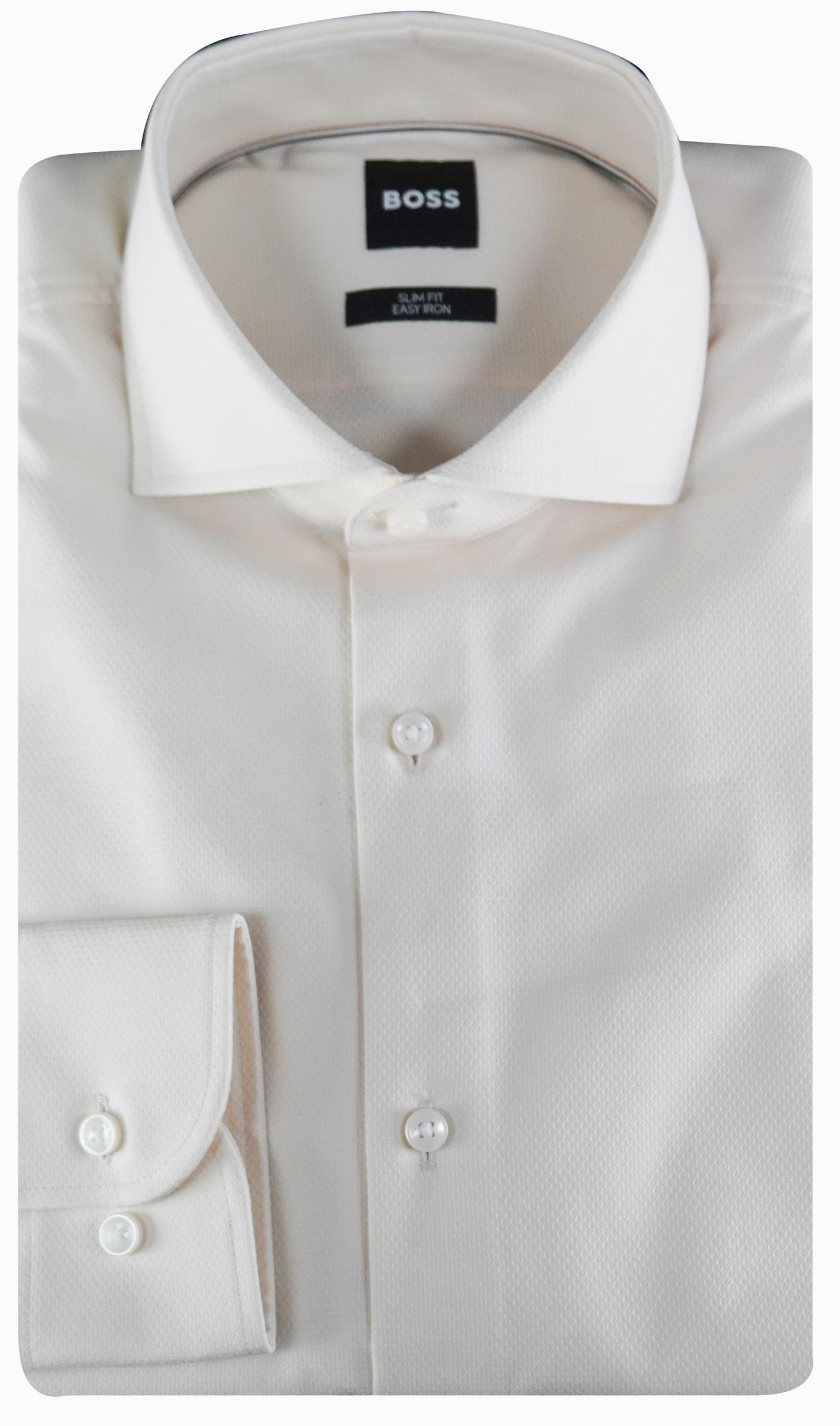 BOSS Black Business hemd lange mouw Beige H-HANK-spread-C1-222 10270697 50539227/131