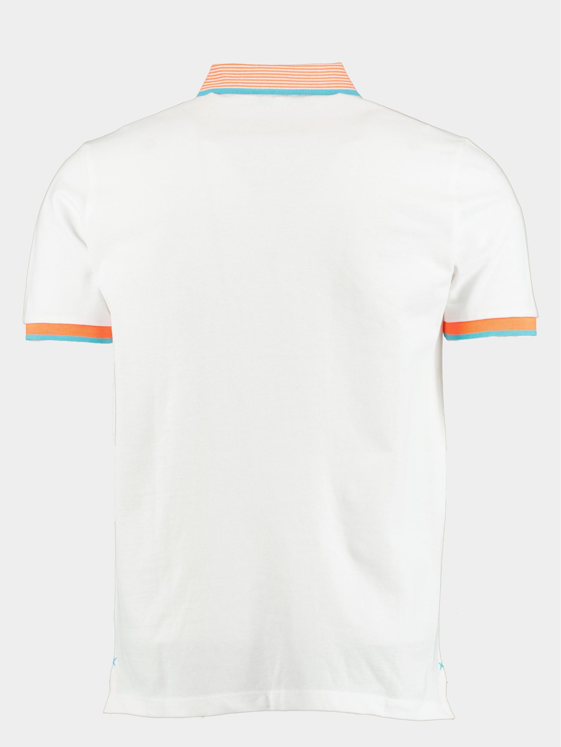 Bos Polo korte mouw Wit Polo met neon accenten 7785423/100