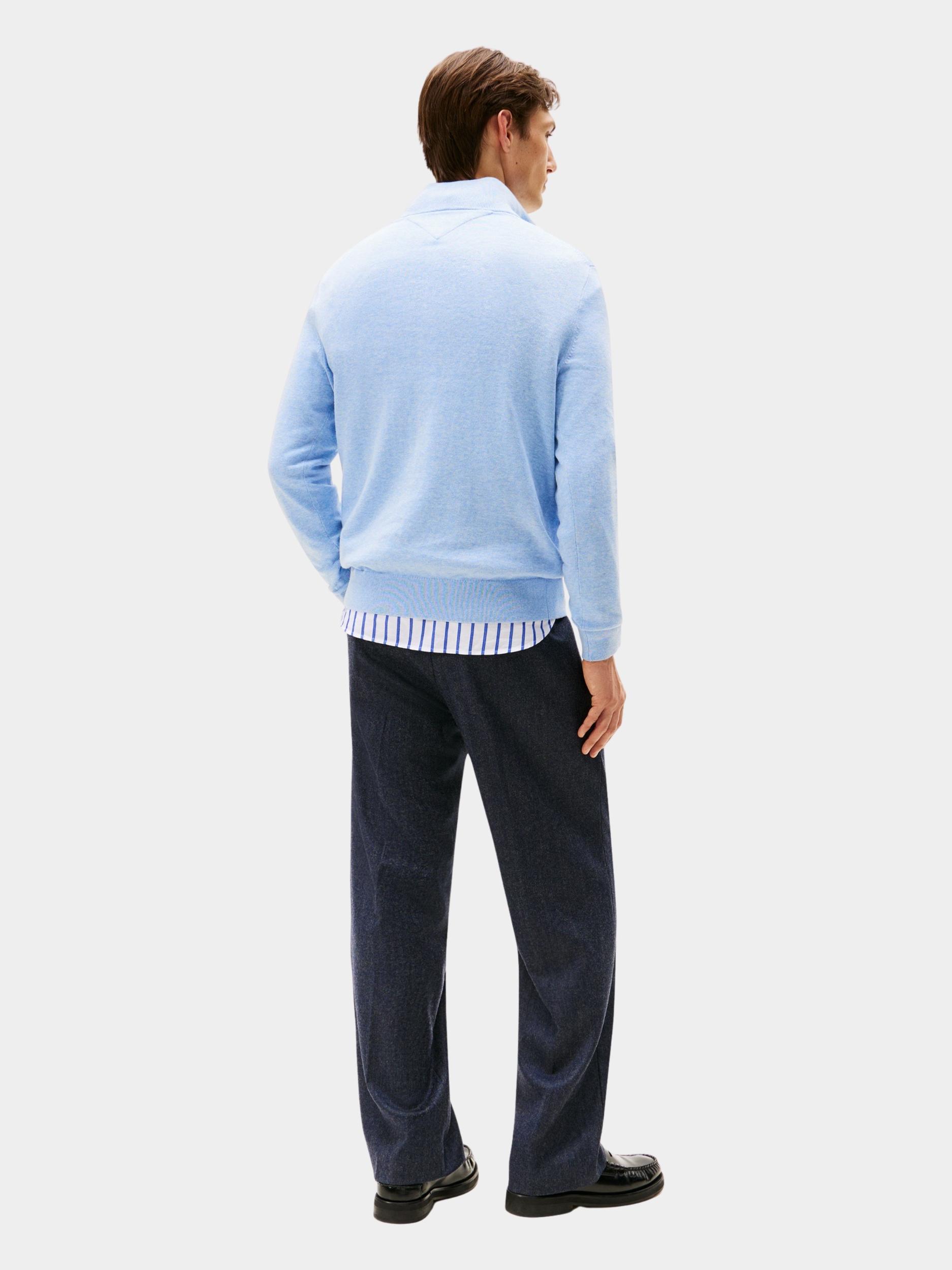 Tommy Hilfiger Half Zip Blauw ESSENTIAL COTTON ZIP MOCK MW0MW37331/DVD