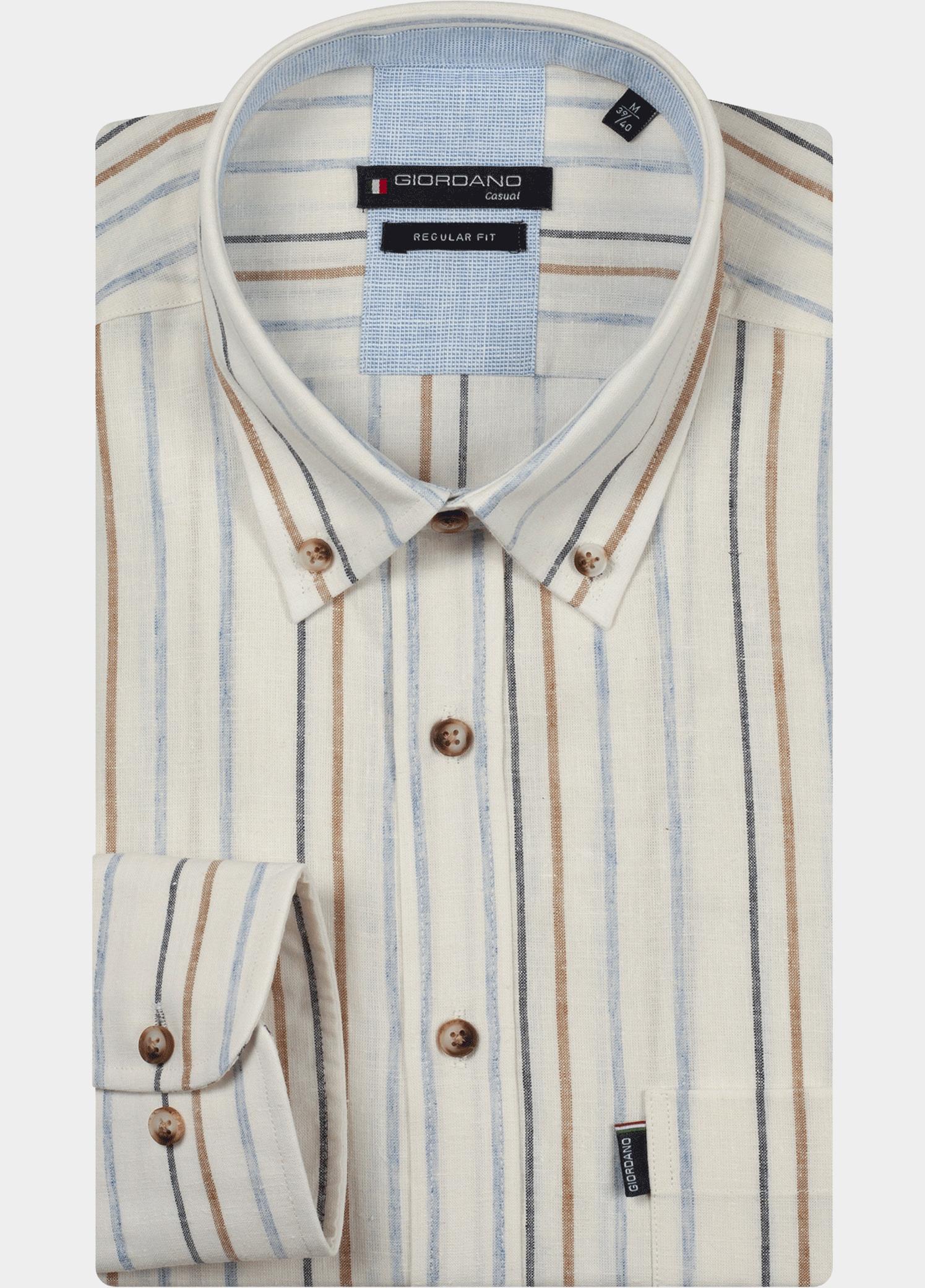 Giordano Overhemd heren Wit Loretto Long Sleeve Button Do 617102/10