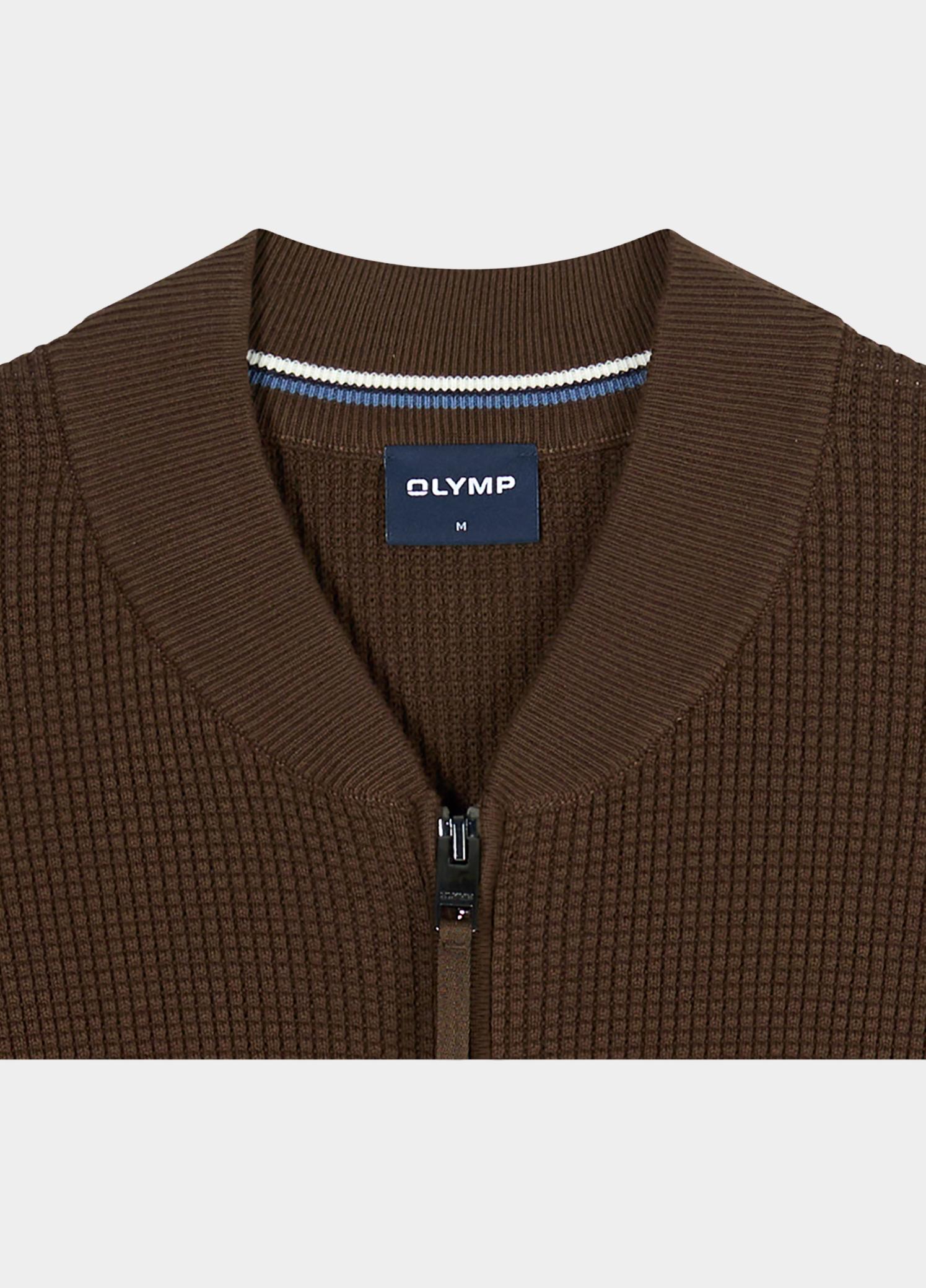 Olymp Vest heren Bruin Zip Jacke Strick 536226/28