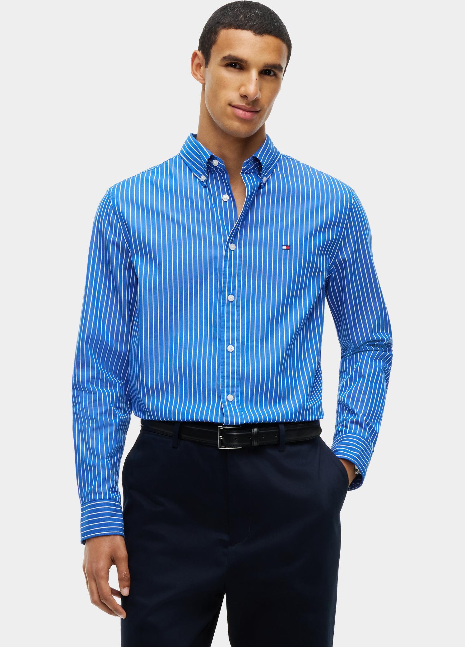 Tommy Hilfiger Overhemd heren Blauw FLEX HAIRLINE POPLIN RF SHIRT MW0MW44571/0A6