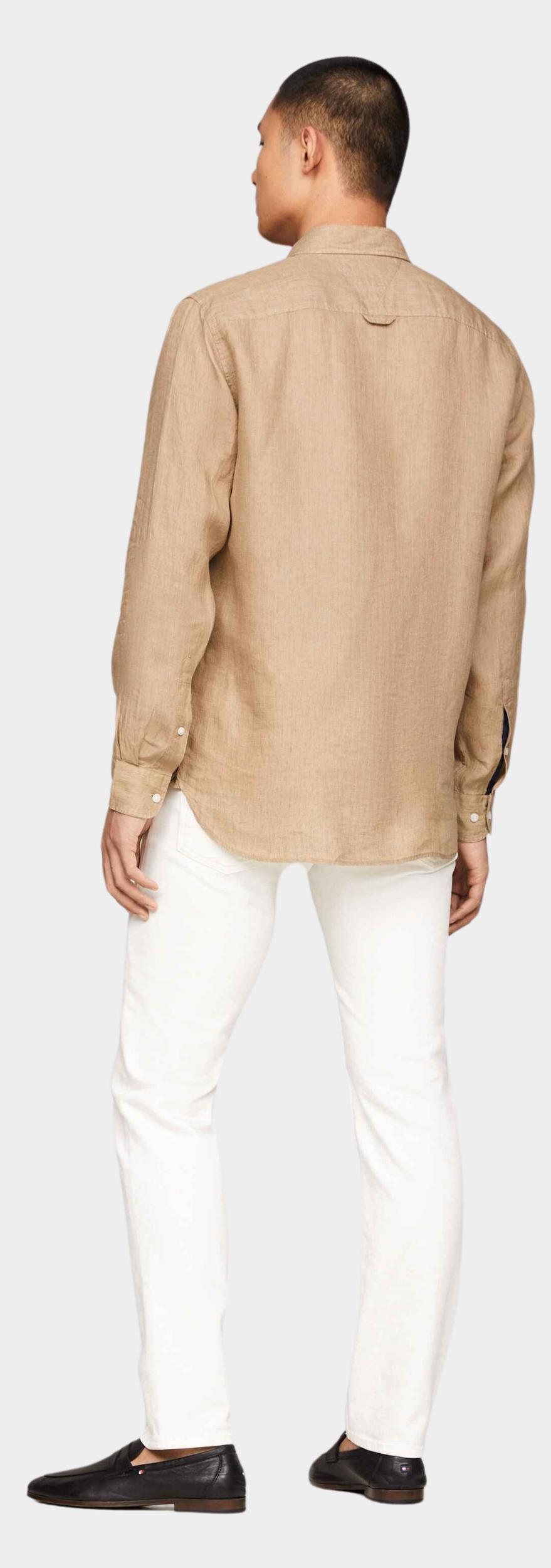 Tommy Hilfiger Casual hemd lange mouw Beige Pigment Dye LI Solid RF Shirt MW0MW34602/AEG