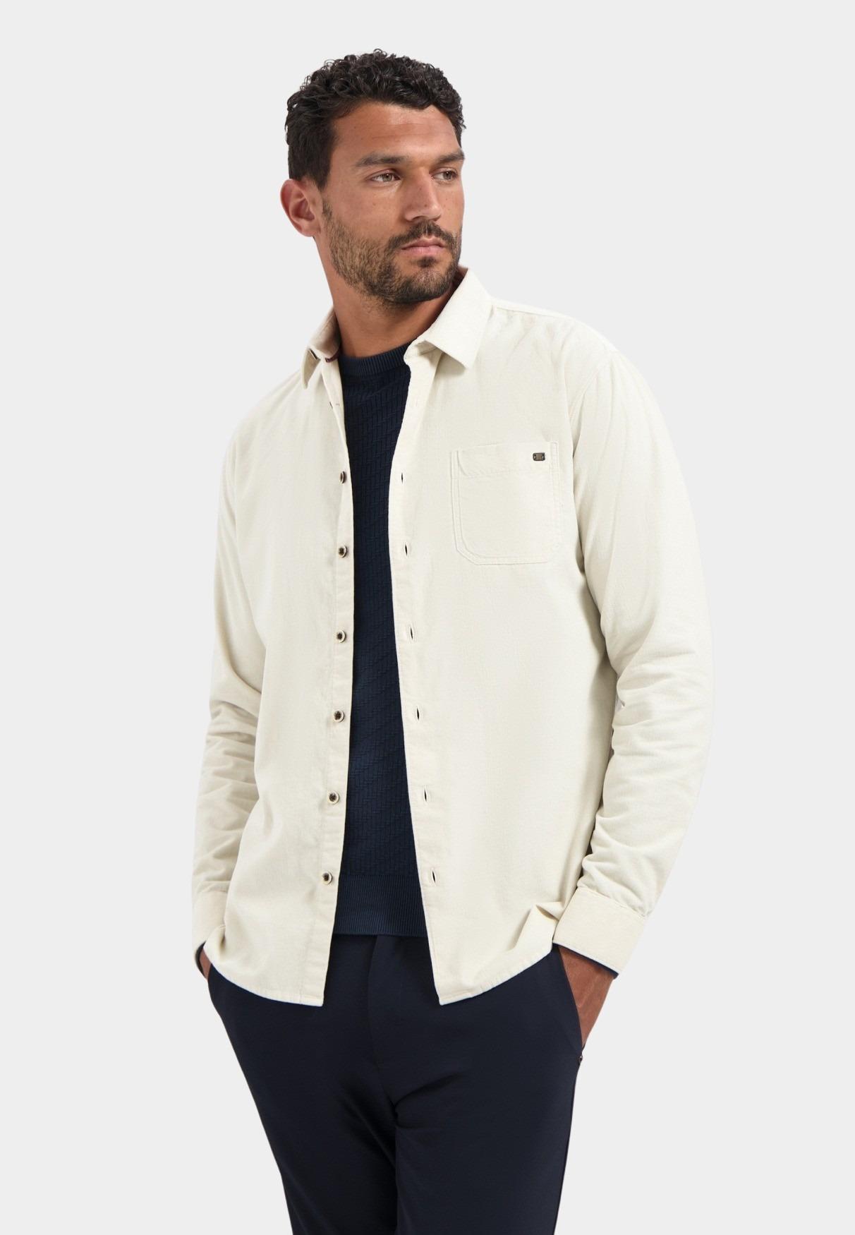 No Excess Casual hemd lange mouw Wit Shirt Solid Fine Herringbone 29430843/013