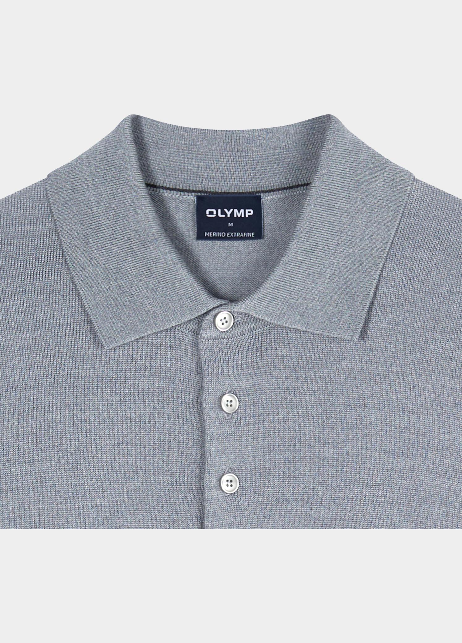 Olymp Polo lange mouwen heren Grijs Polo Strick 533924/63