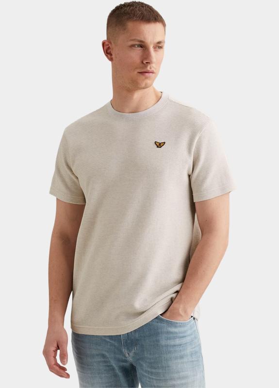 PME Legend T-shirt korte mouw Beige Short sleeve r-neck two tone PTSS2603569/7013