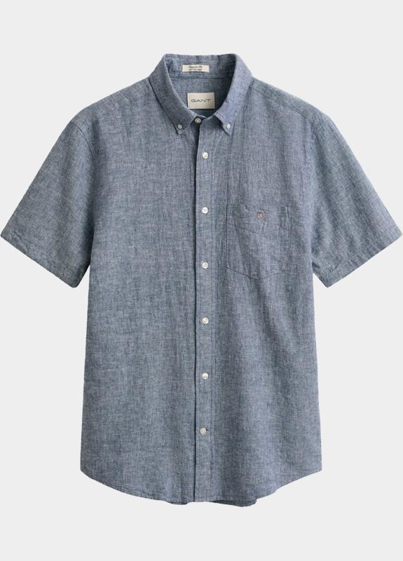 Gant overhemd korte mouw heren Blauw Overoverhemd met korte mouwen 3250083/442