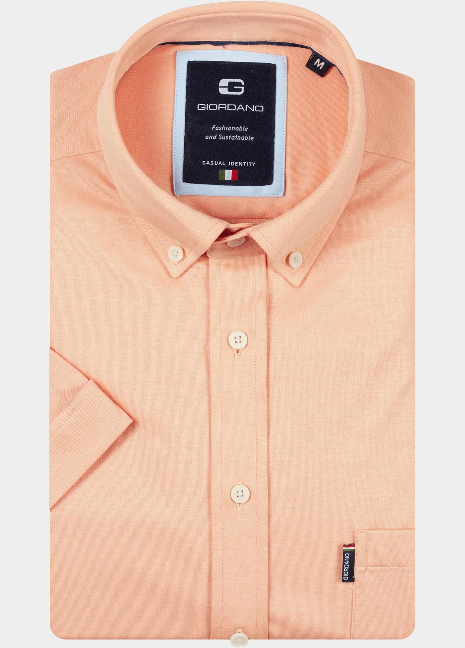 Giordano overhemd korte mouw heren Roze Alfa Short Sleeve Button Down 616078/31