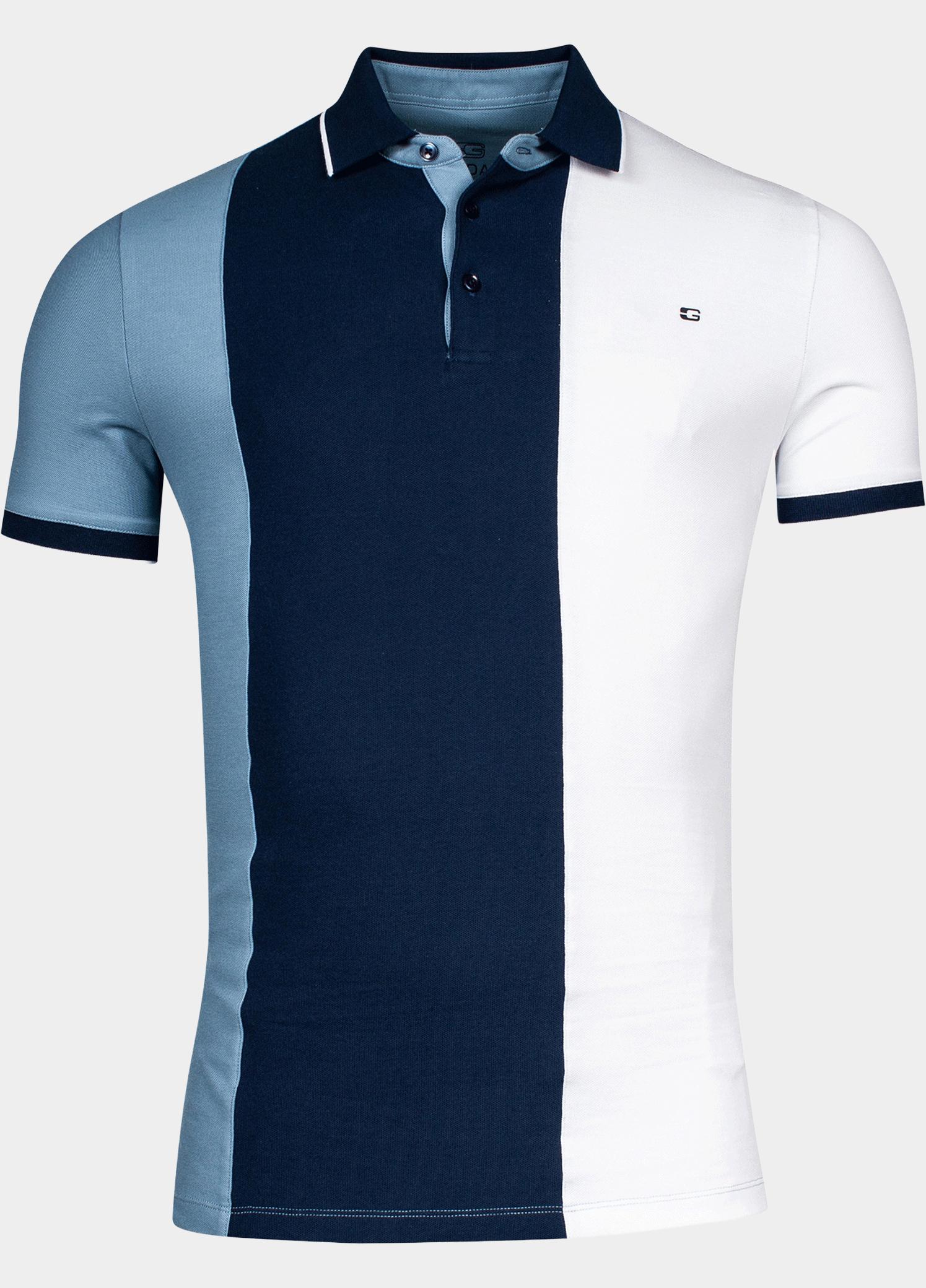 Giordano Polo heren Blauw Colourblock Polo SS Pique Sol 416590/60