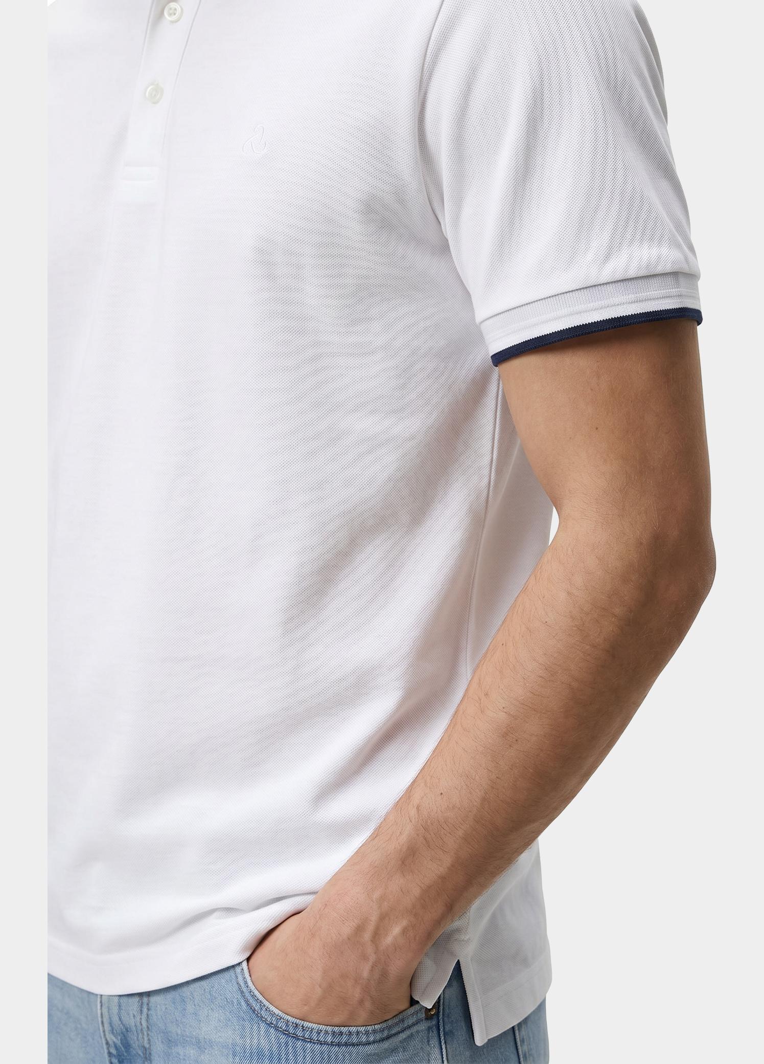 Scotland Blue Polo heren Wit Brick Polo Plain Contrast Col SPE25108BR06SB/100 white
