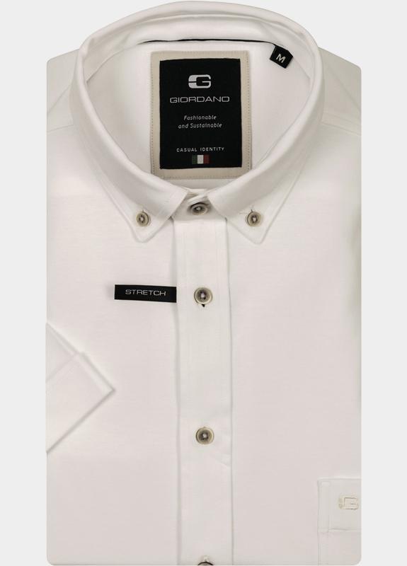 Giordano overhemd korte mouw heren Wit Alfa Short Sleeve Button Down 616078/10