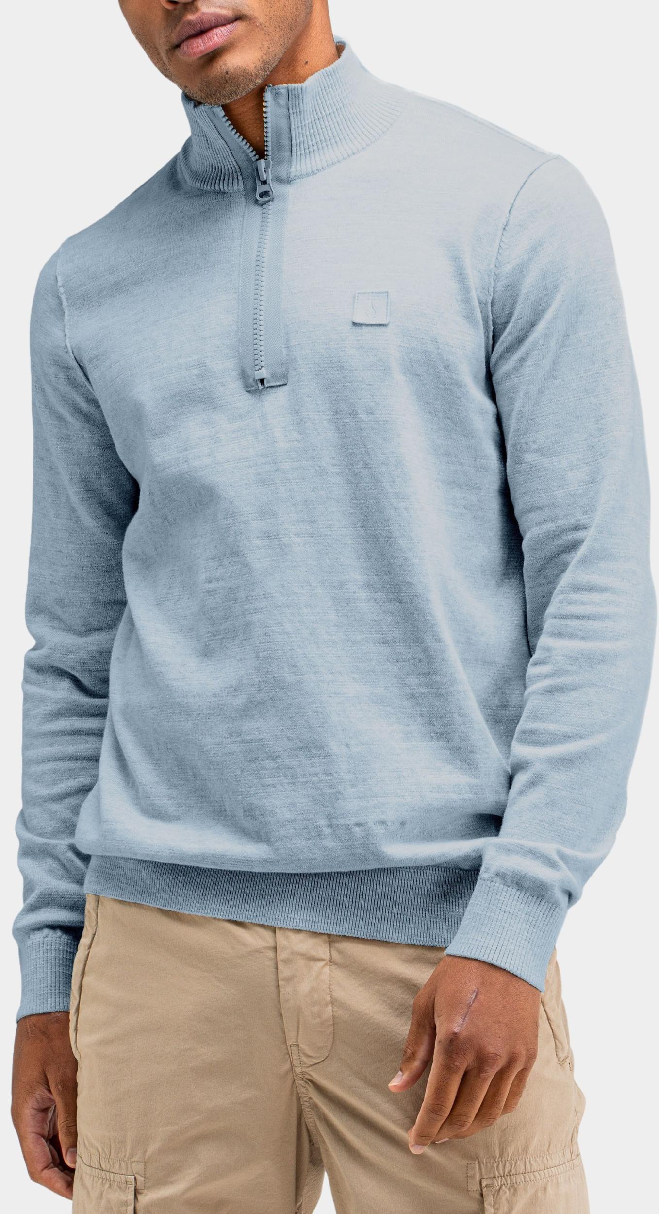 Butcher of Blue Pullover Blauw Lt Clifden Helf Zip M2426030/836