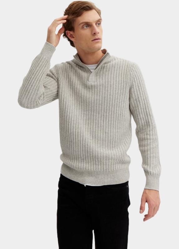 Basefield Pullover Grijs Zip Troyer Pullover 219018526/850