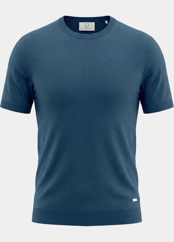Born With Appetite T-shirt heren Blauw Wake Knitted T-shirt Ss BWA00006WA35/4016