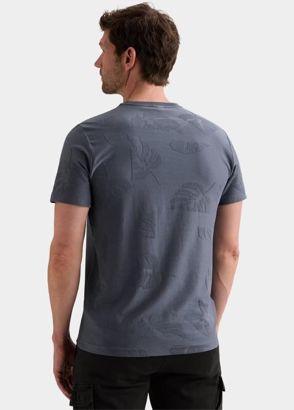 PME Legend T-shirt korte mouw Blauw Short sleeve r-neck jacquard PTSS2605591/5301