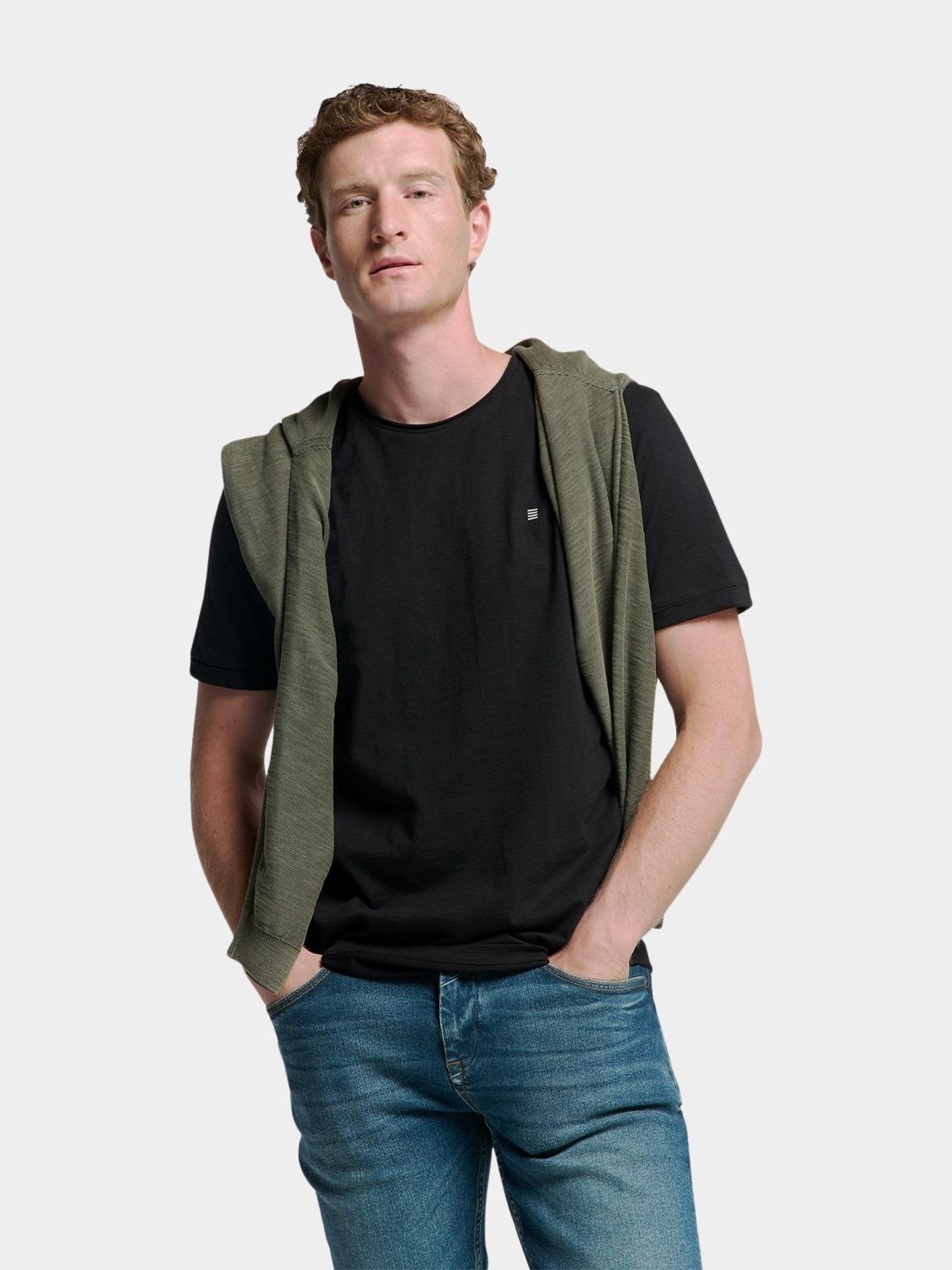 No Excess T-shirt korte mouw Zwart T-Shirt Crewneck Slub N3602/020