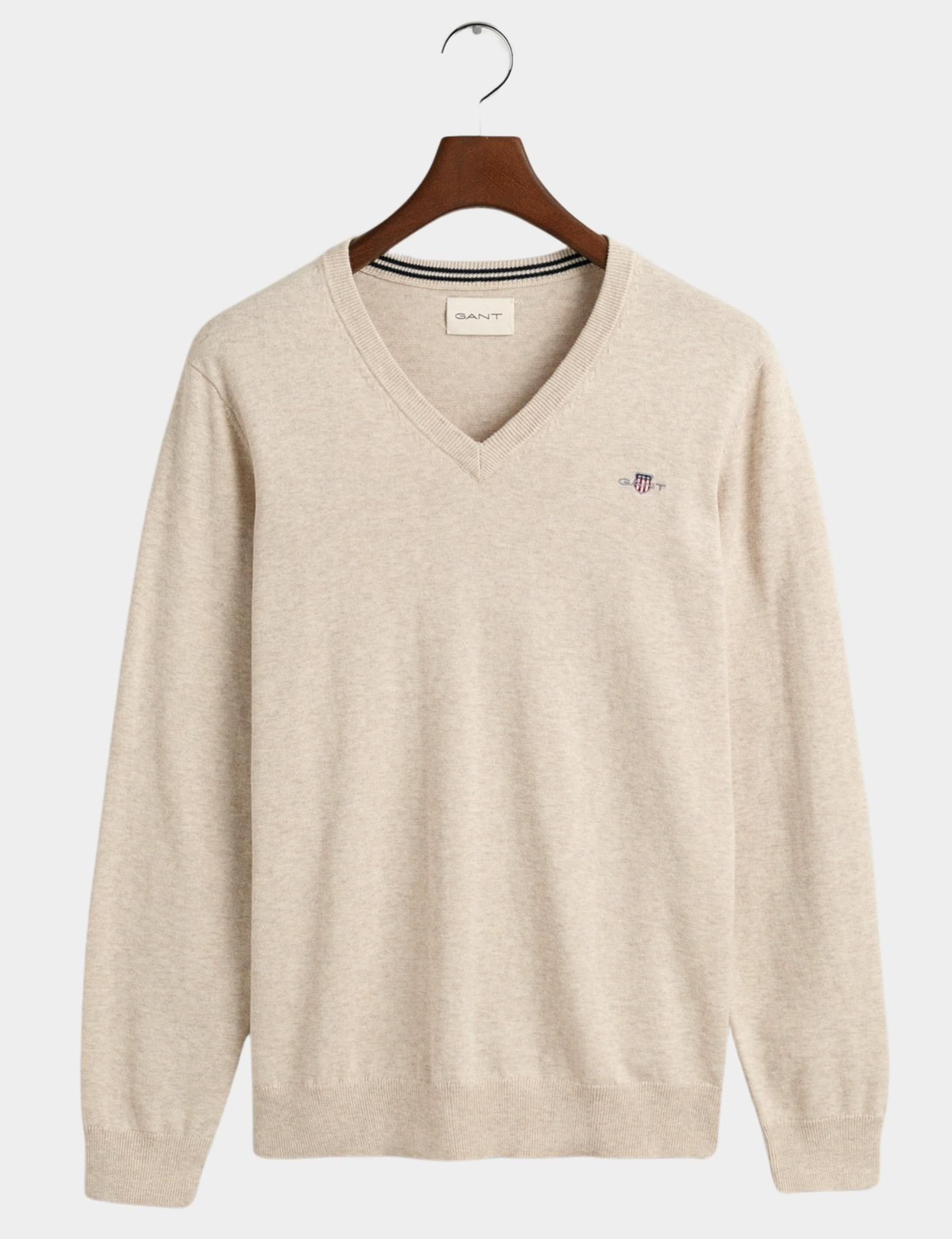 Gant Pullover Beige Classic Cotton V-Neck 8030562/291