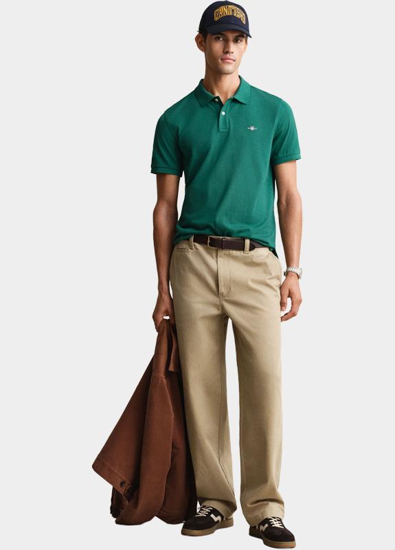 Gant Polo heren Groen Regular Fit Shield piqué pol 2210/373