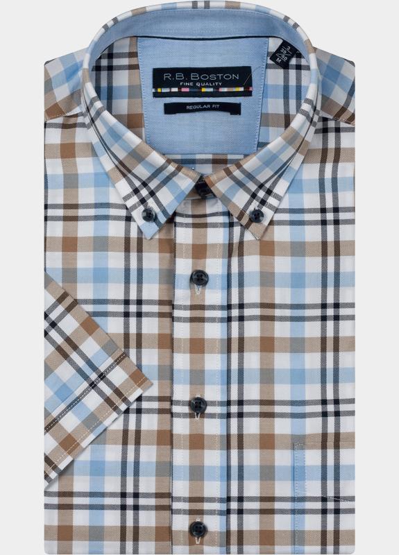 R.B. Boston overhemd korte mouw heren Blauw Marshall SS Button Down 616670/69