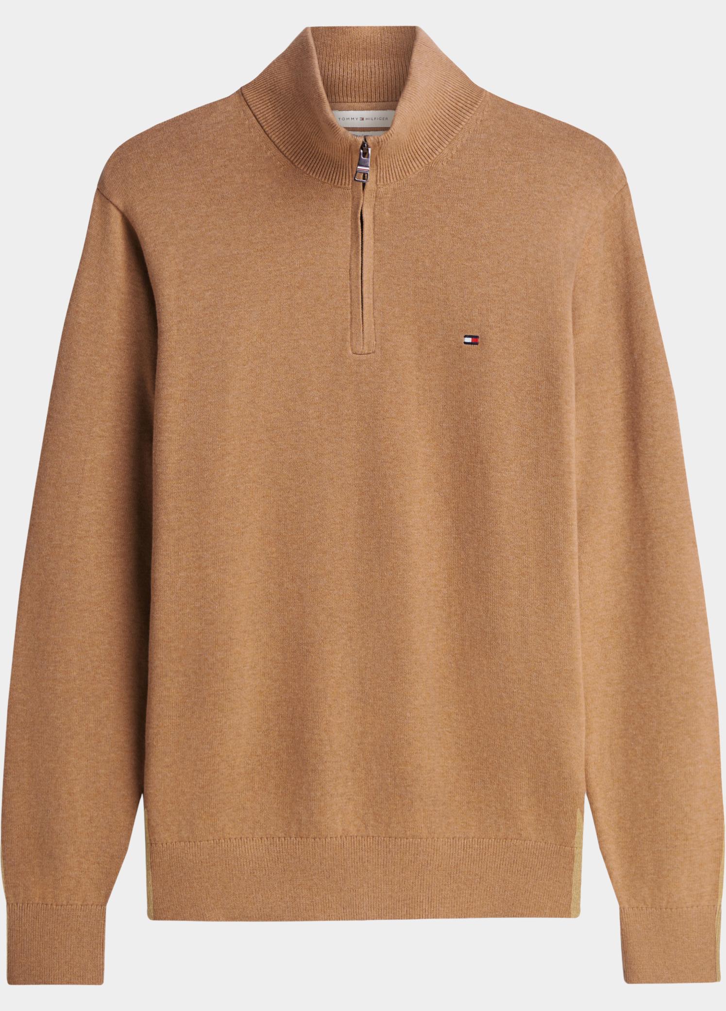Tommy Hilfiger Half Zip Beige PIMA ORG CTN CASHMERE ZIP MOC MW0MW28049/A1L