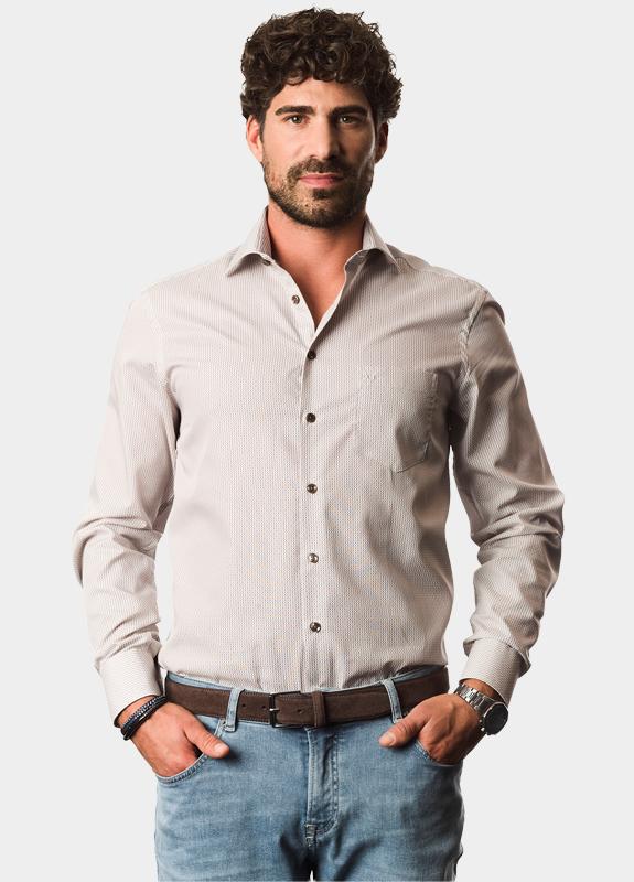 Ledub Business hemd lange mouw Bruin  0143280/630-645-000