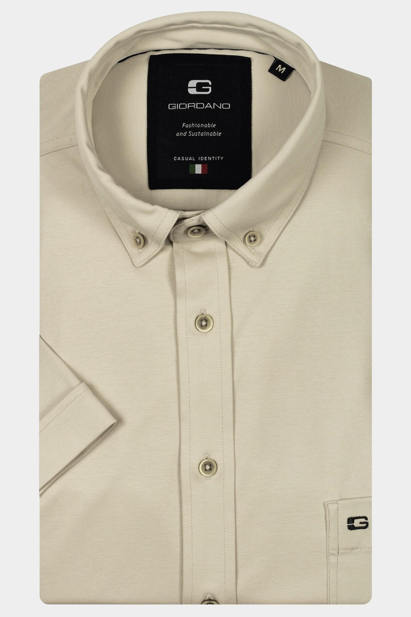 Giordano overhemd korte mouw heren Groen League short sleeve button do 516078/82