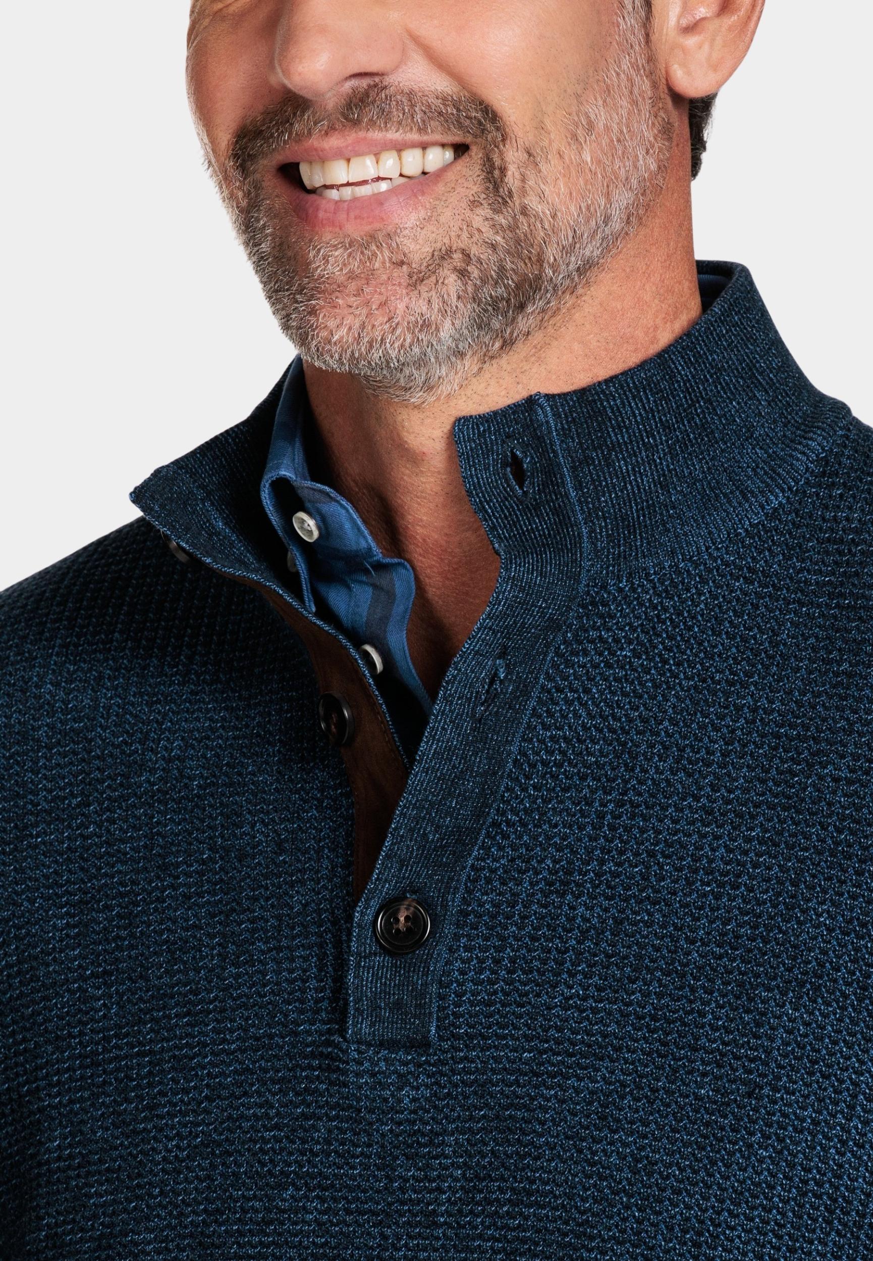 Baileys Half Zip Blauw Pullover 1/2 button Placket 328411/635