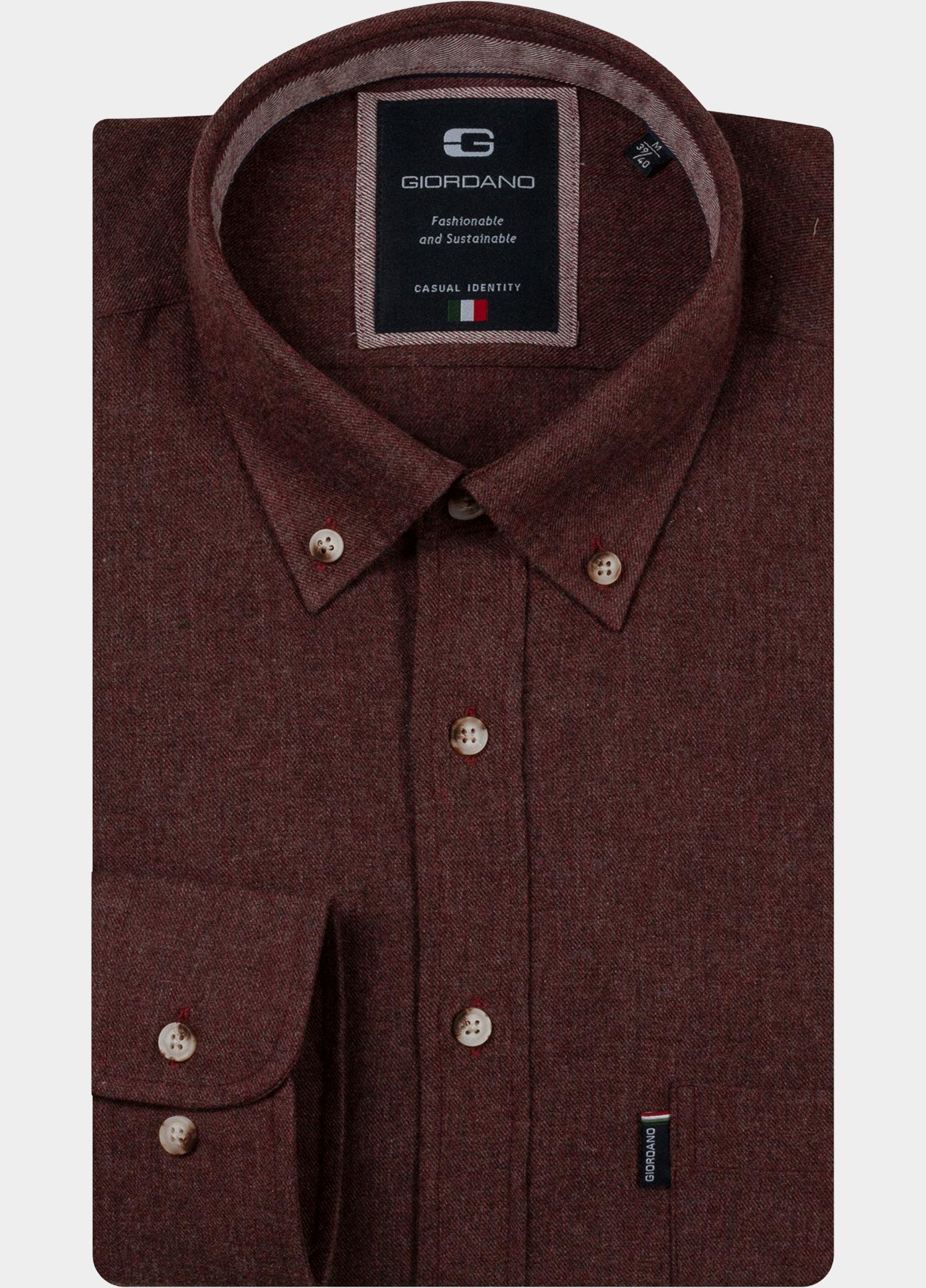 Giordano Overhemd heren Rood Dino Wooltouch melange flanel 627005/30