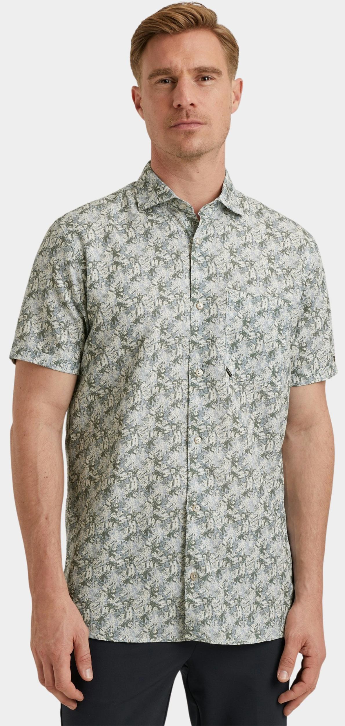 Vanguard Casual hemd korte mouw Blauw Short Sleeve Shirt Printed Te VSIS2503232/7004