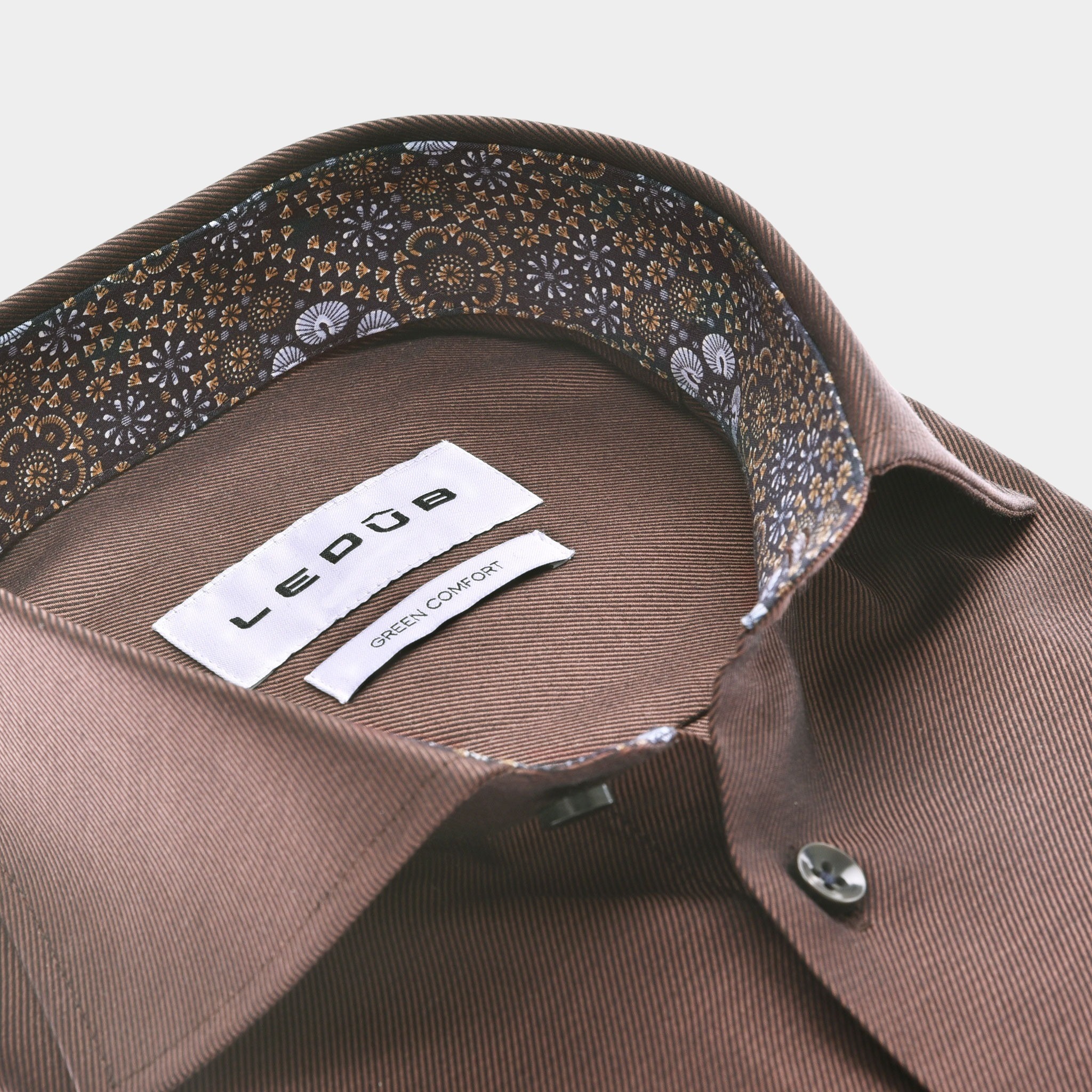 Ledub Business hemd lange mouw Bruin LE24203   MFN 5 0142663/690-196-000