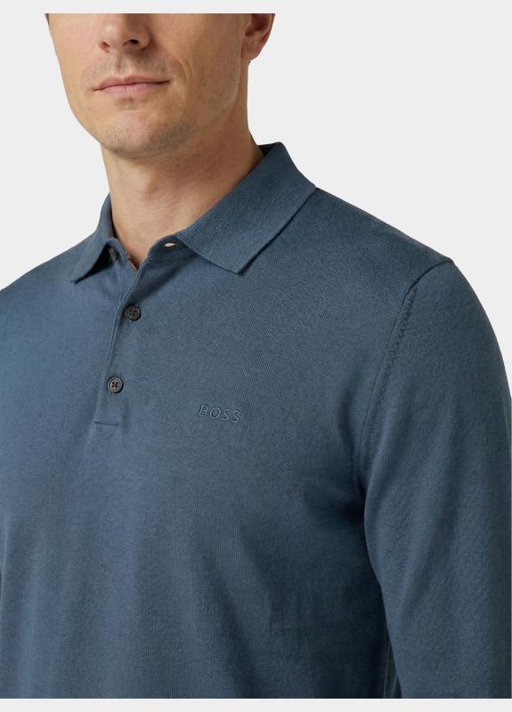 BOSS Black Polo lange mouw Blauw Gemello-P 10255177 01 50506025/468