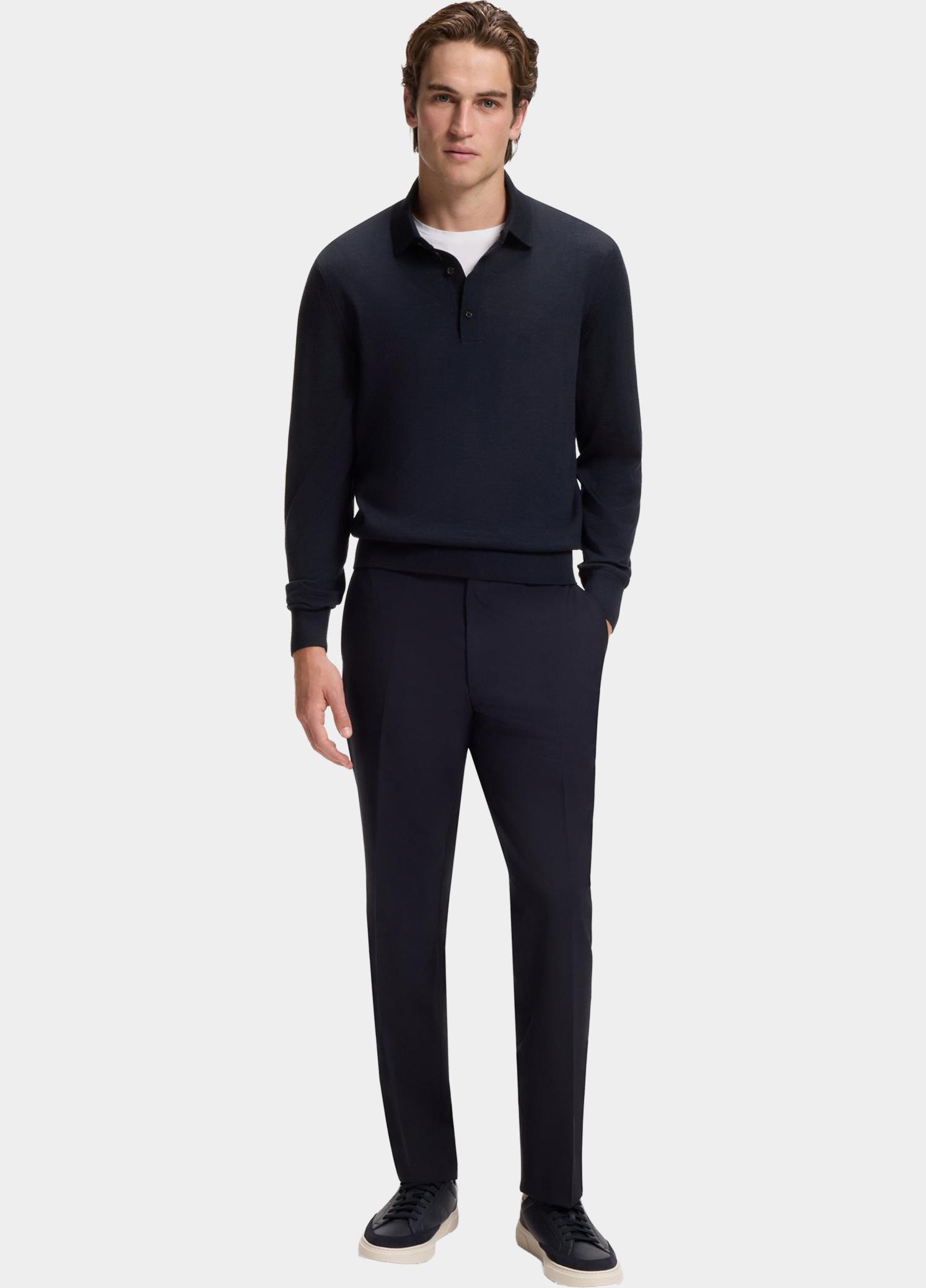 BOSS Black Polo lange mouw Blauw H-Lancione 10280691 01 50565503/404