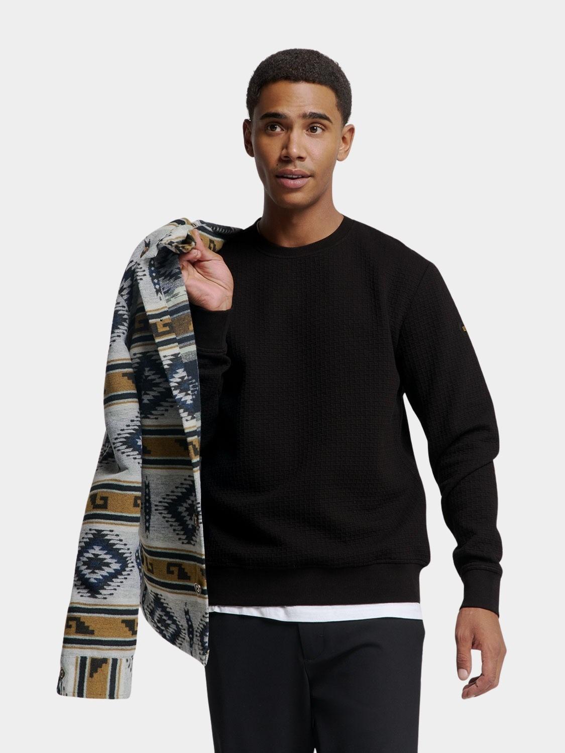No Excess Sweater Zwart Sweater Crewneck Double Layer 25100908/020
