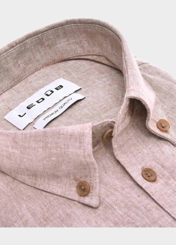 Ledub Business hemd lange mouw Bruin  0143395/690-000-000