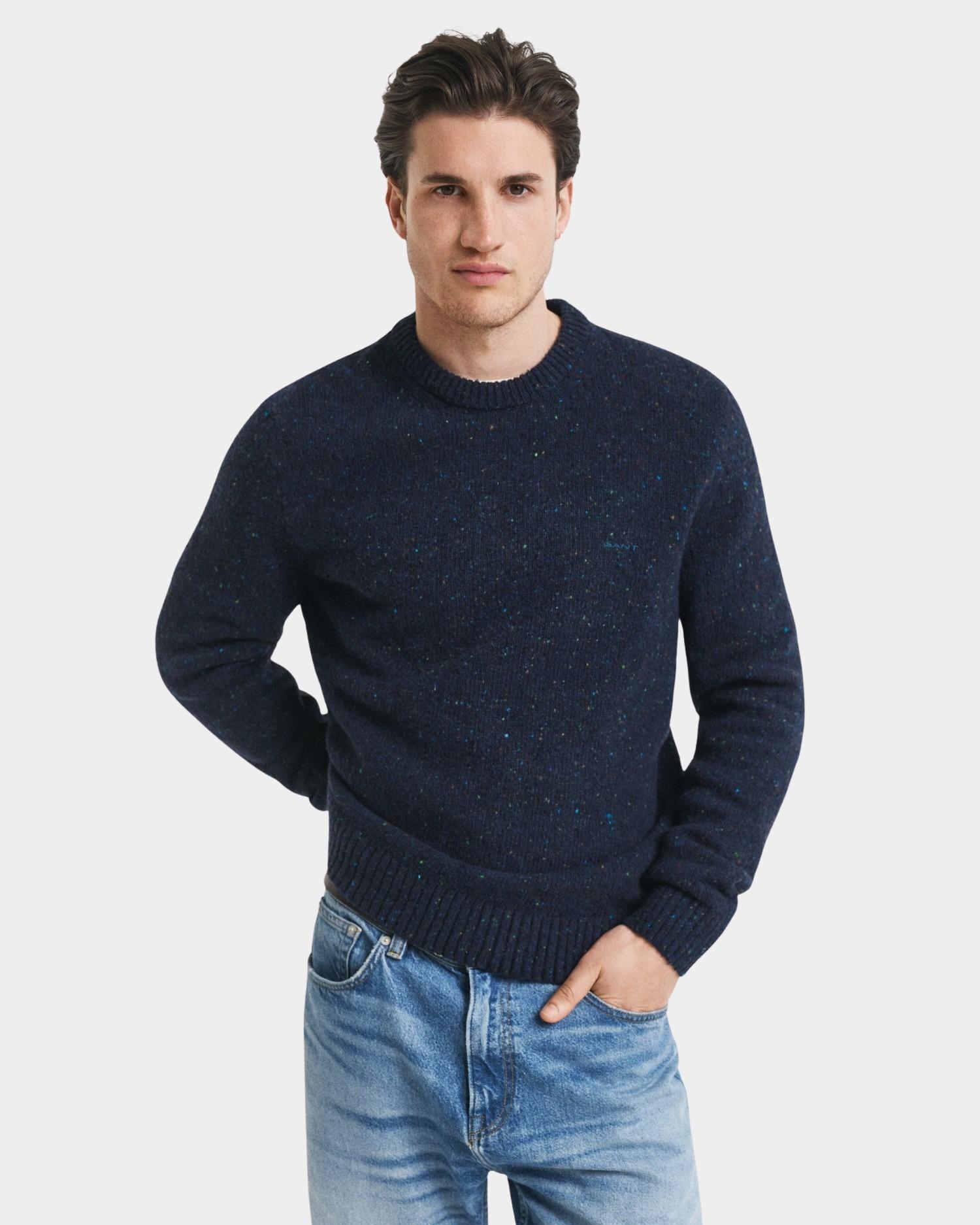 Gant Pullover Blauw Wool blend Neps C-neck 8040230/433
