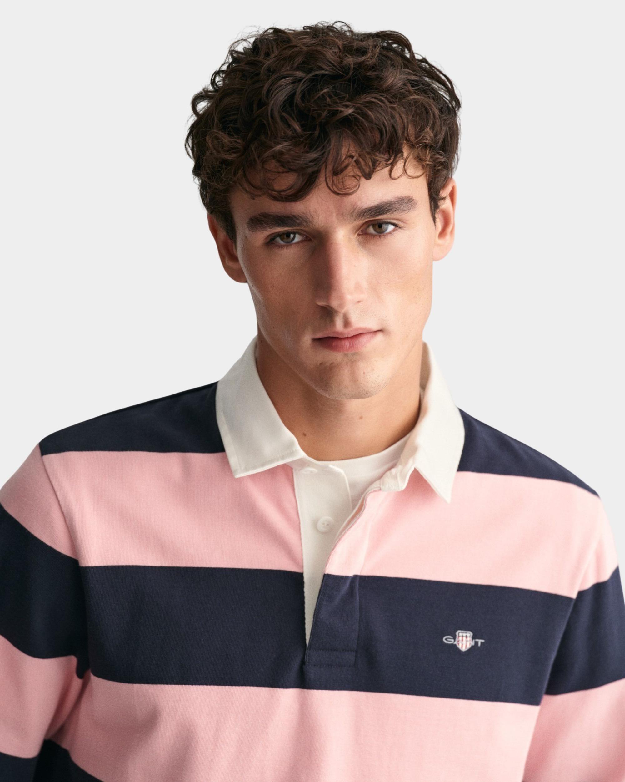 Gant Polo Lange Mouw Roze Shield Heavy Rugger 2005111/671