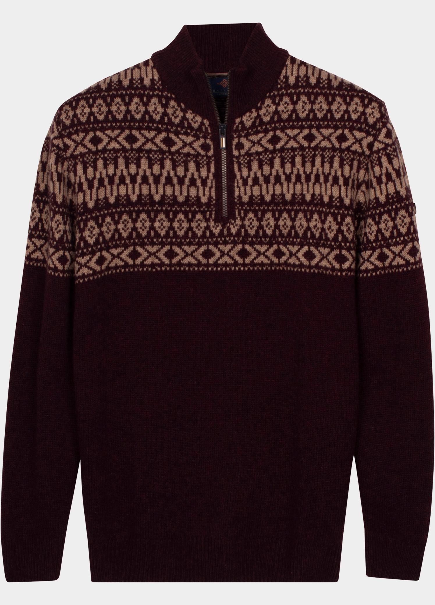 Baileys Half Zip Paars 10gg, Nordic Knit Jacquard at 628428/495
