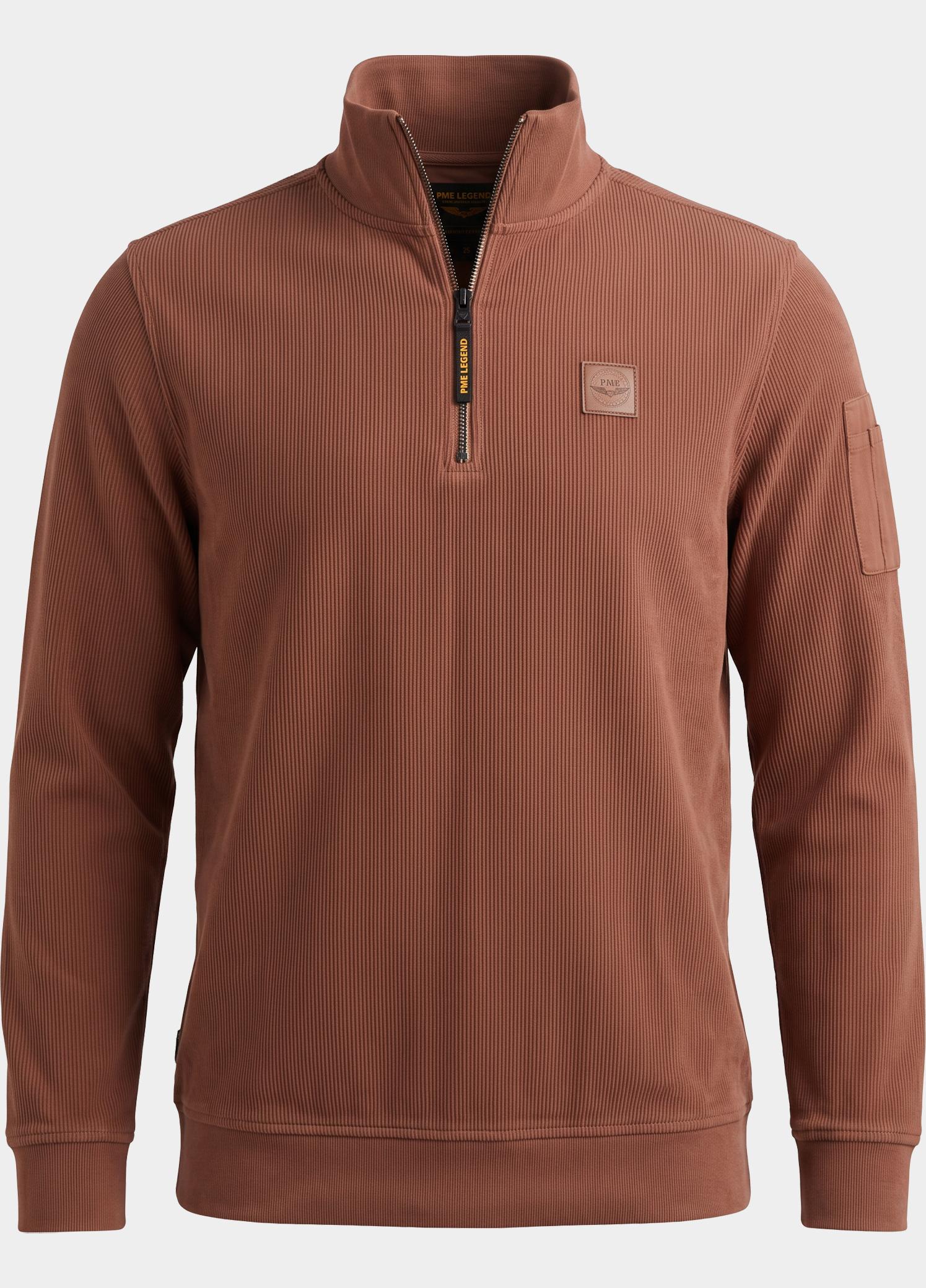 PME Legend half zip sweater heren Bruin Half zip collar flat knit loo PSW2609457/8168