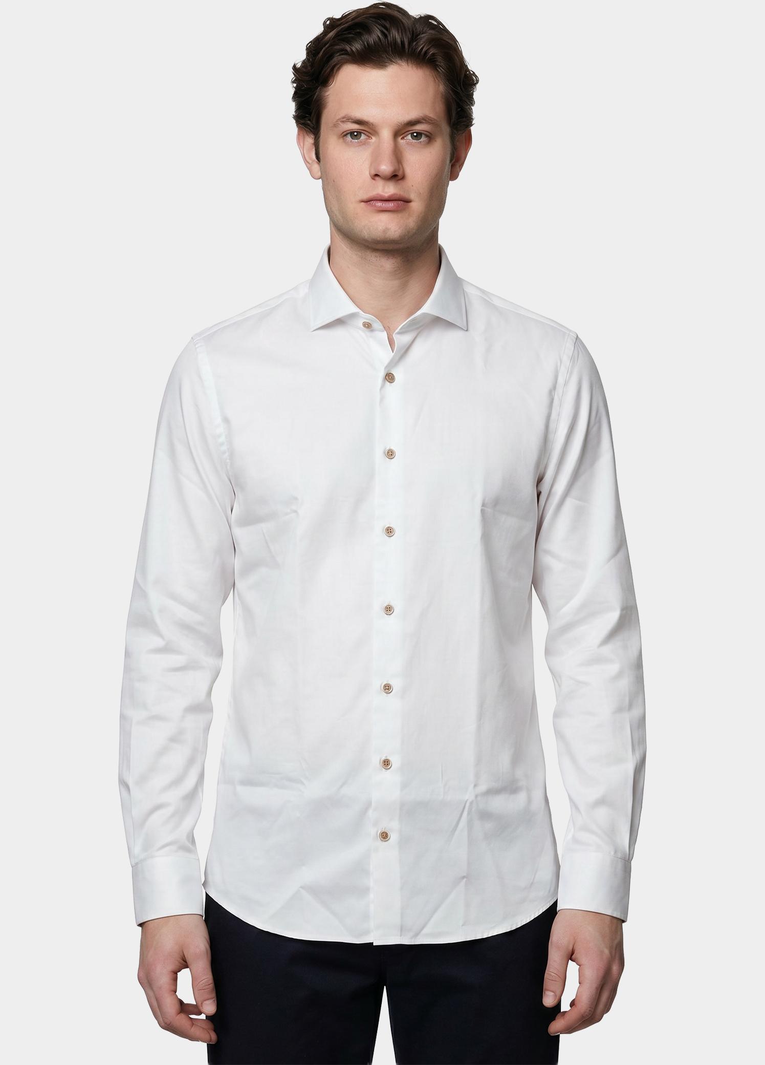 R2 Amsterdam Casual hemd lange mouw Wit Widespread NOS.TWILL.008/004
