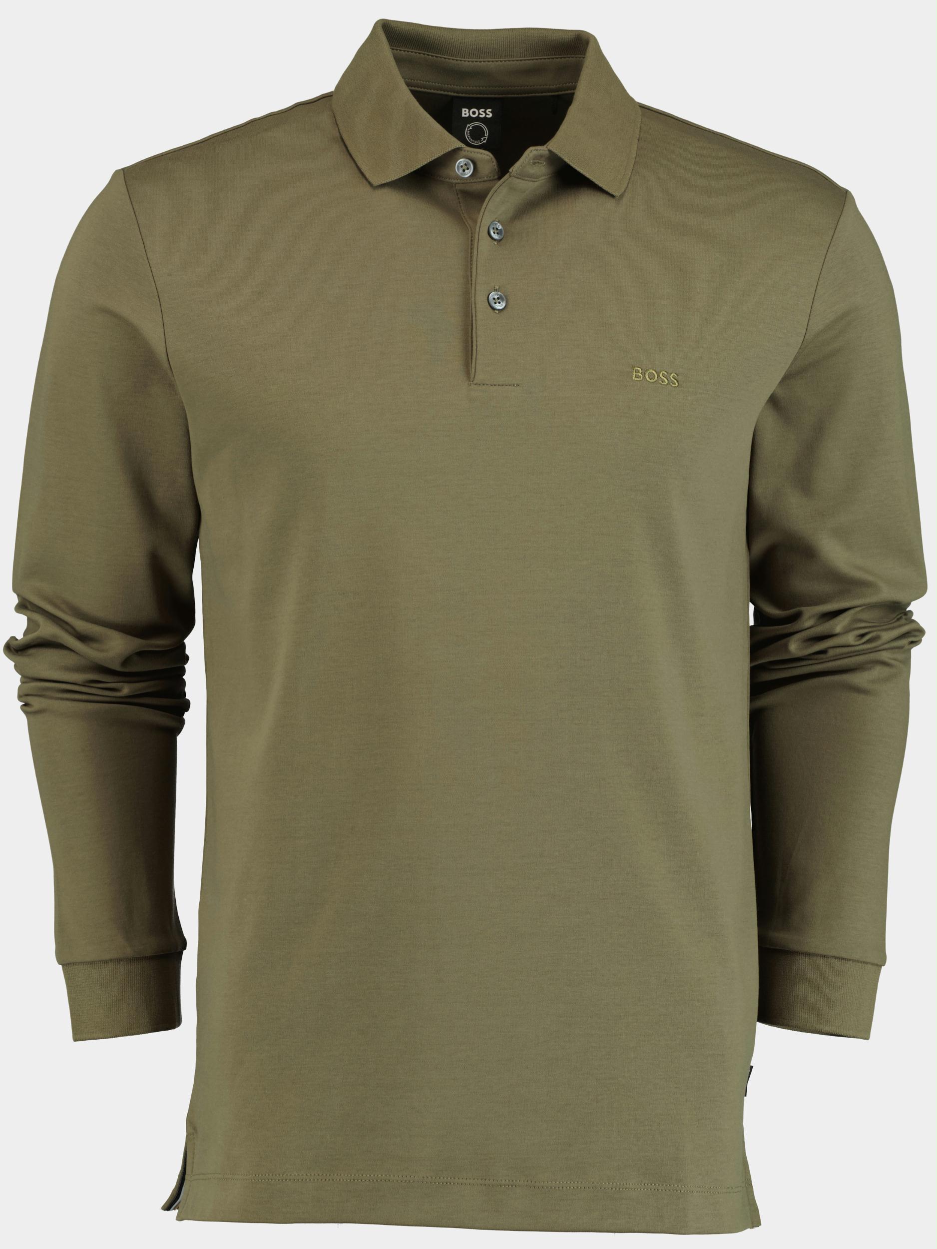 BOSS Black Polo lange mouw Groen Pado 30 10241542 01 50468392/380