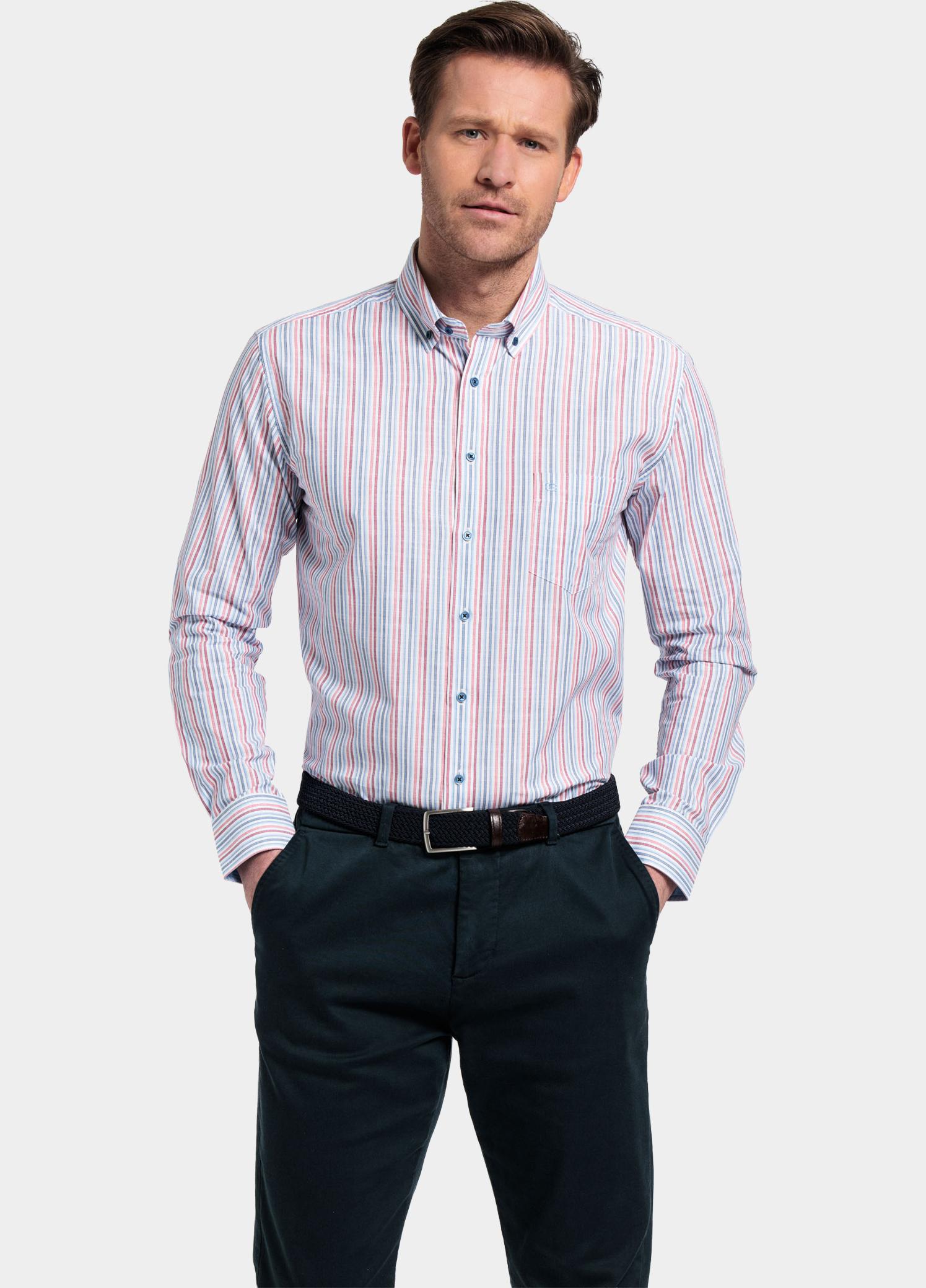 Giordano Overhemd heren Rood Ivy, LS Button Down Multicolo 417105/30