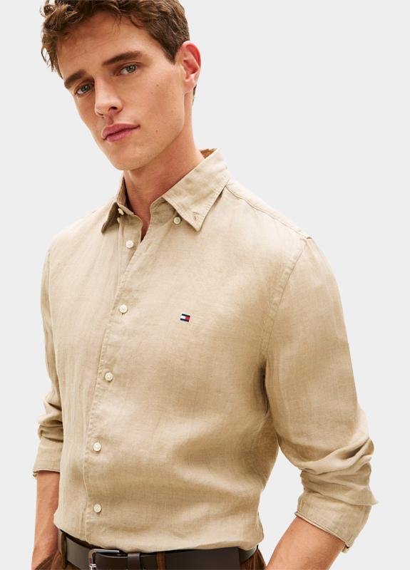 Tommy Hilfiger Casual hemd lange mouw Bruin PIGMENT DYED LI SOLID RF SHIR MW0MW41530/RBT