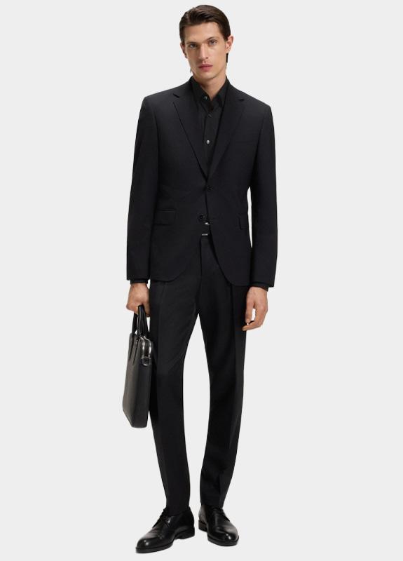 BOSS Black Business hemd lange mouw Zwart H-HANK-kent slim fit 10219212 50469345/001