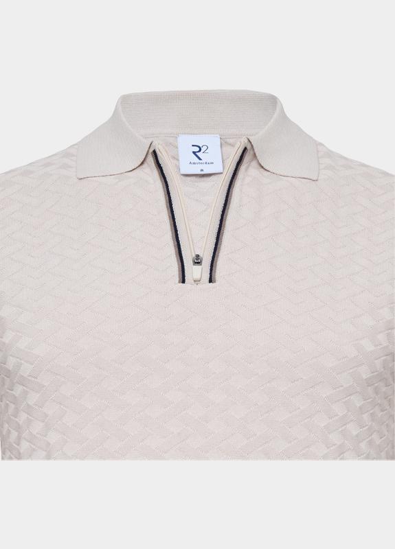 R2 Amsterdam Polo korte mouw Beige Zipper Polo Short Sleeve Cott 132.POLO.018/045