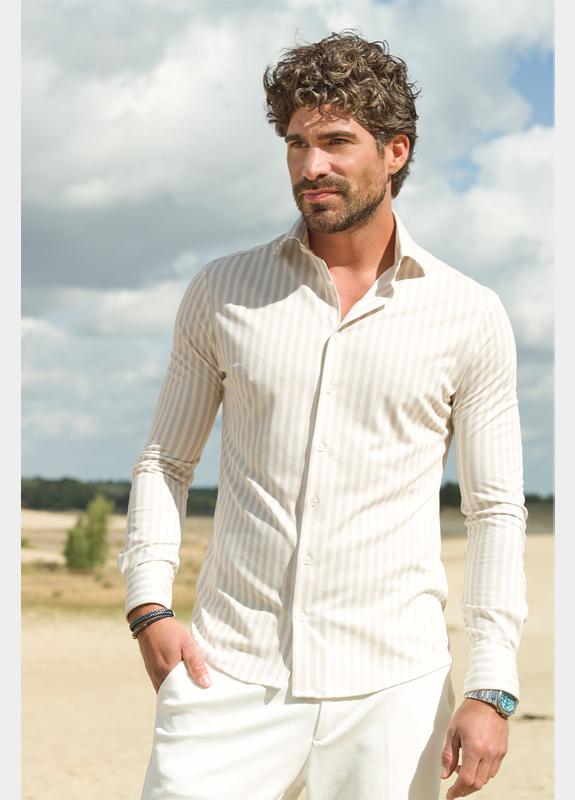 Ledub Business hemd lange mouw Bruin  0143465/620-000-000