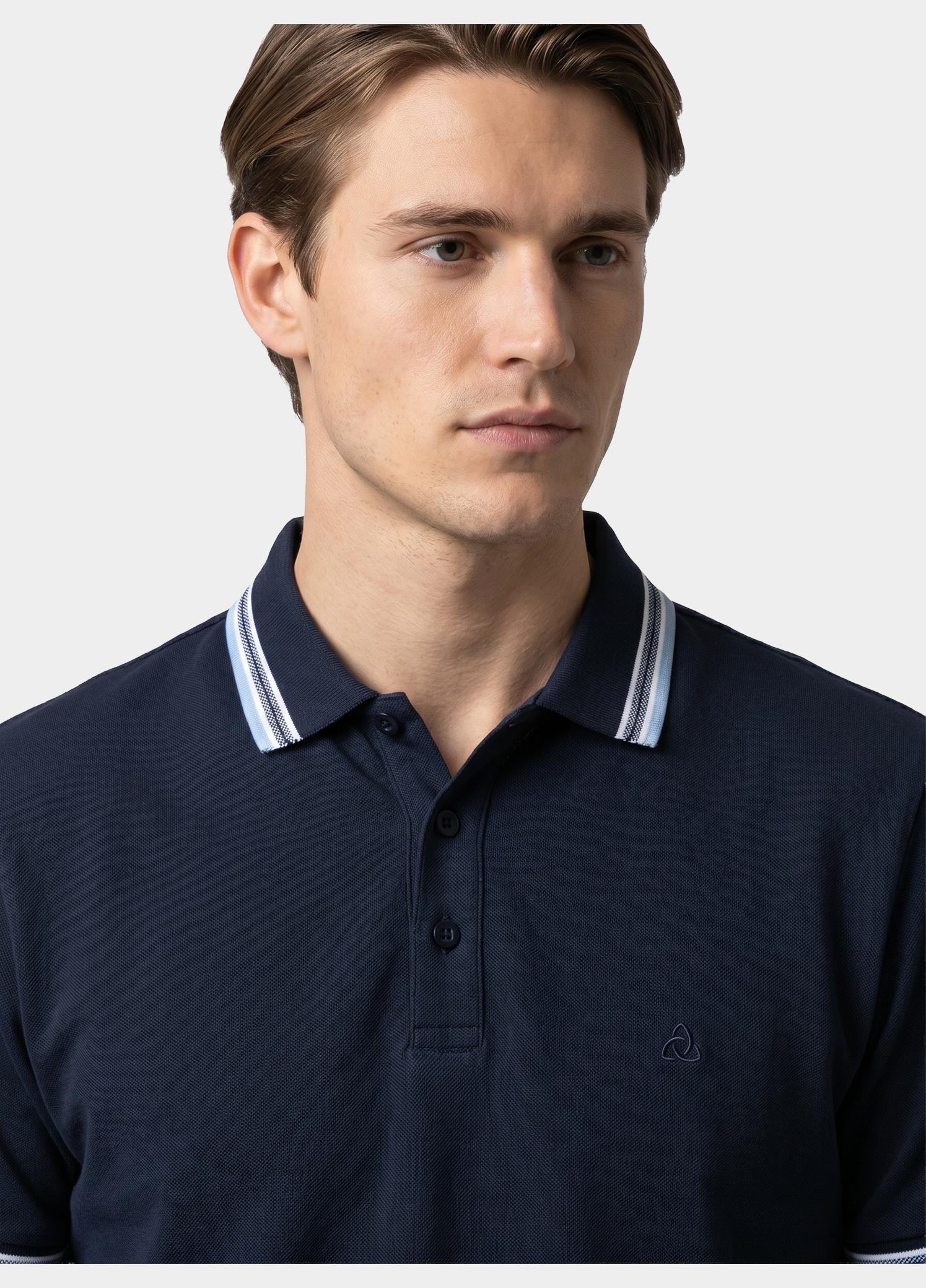 Scotland Blue Polo heren Blauw Brick Polo Plain Contrast Col SPE25108BR06SB/290 navy