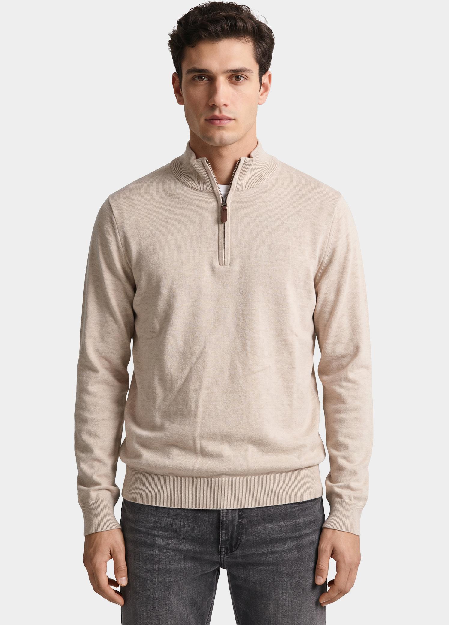 Bos Half Zip Beige  302/8005