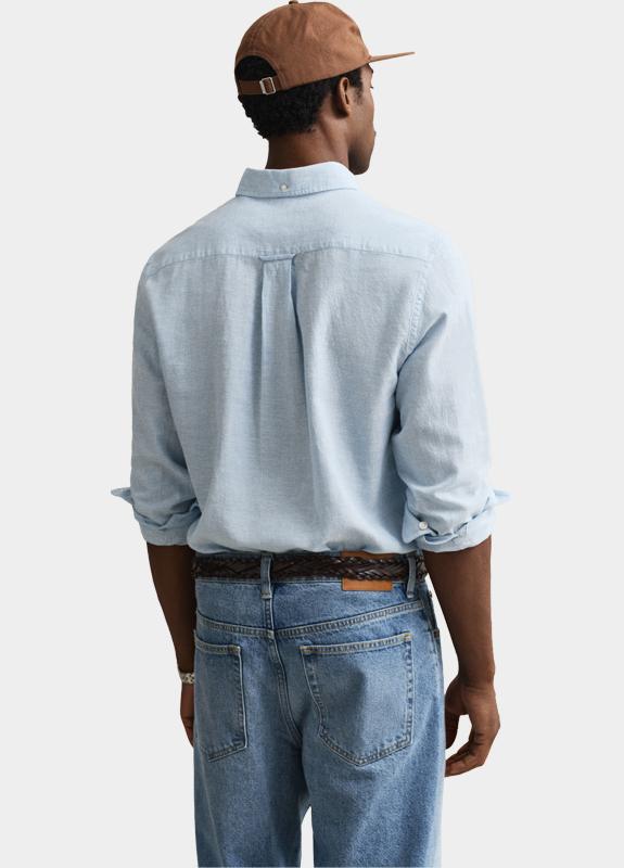 Gant Overhemd heren Blauw Overoverhemd van linnenmix 3250082/450