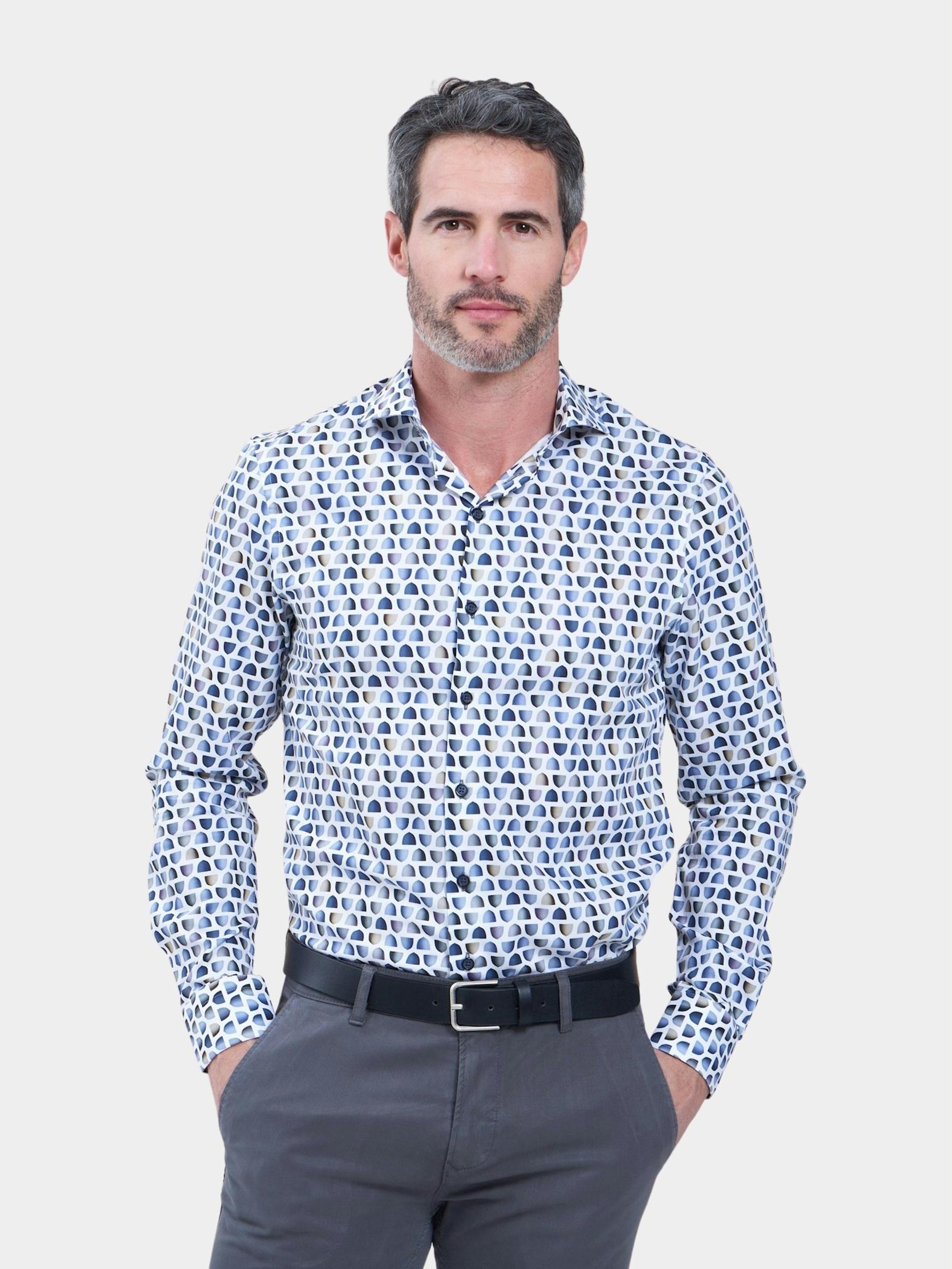 R2 Amsterdam Casual hemd lange mouw Blauw  118.WSP.110/014